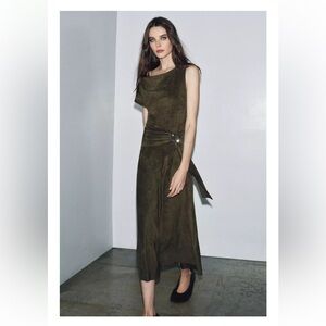 ASYMMETRIC FAIX SUEDE DRESS